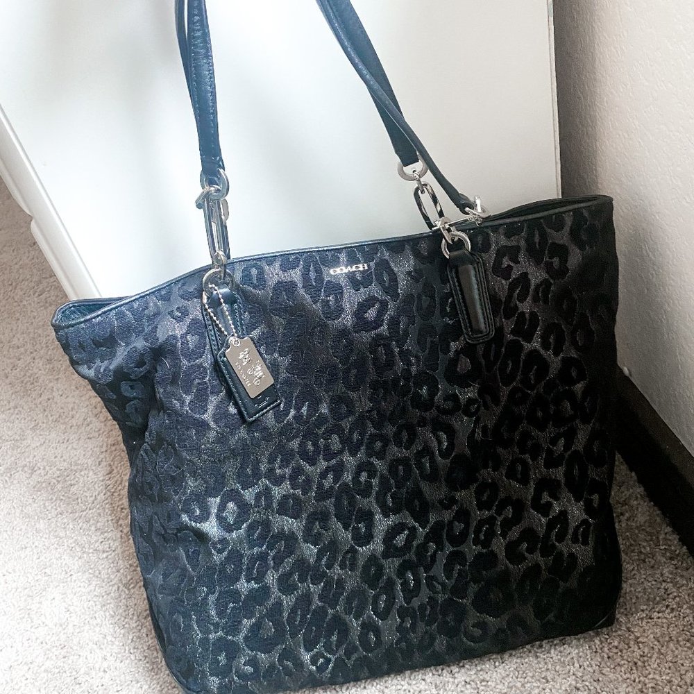 COACH Madison Ocelot Chenille Tote with Animal Print Design